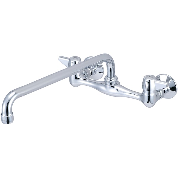 Two Handle Wallmount Kitchen Faucet, NPT, Wallmount, Polished Chrome, Overall Width: 10"